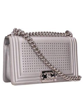 Chanel Boy 25 LED Light Metallic Calfskin Chain Shoulder Bag